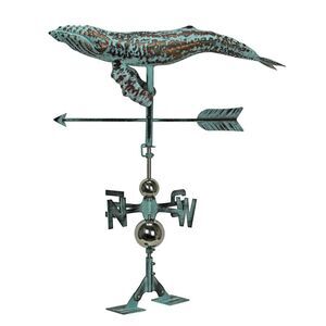 Verdigris Copper Humpback Whale Weathervane Roof Mount Home Garden Decor Art